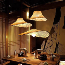 Creative Japanese Lotus Straw Hat Lamp 1